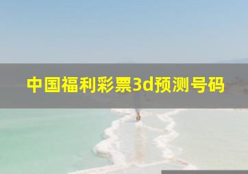 中国福利彩票3d预测号码