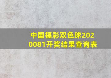 中国福彩双色球2020081开奖结果查询表