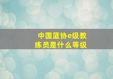 中国篮协e级教练员是什么等级