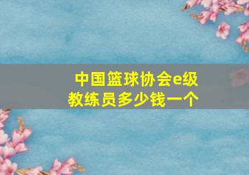 中国篮球协会e级教练员多少钱一个