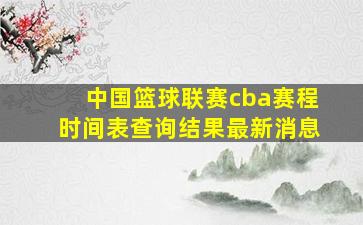 中国篮球联赛cba赛程时间表查询结果最新消息