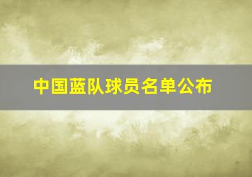 中国蓝队球员名单公布