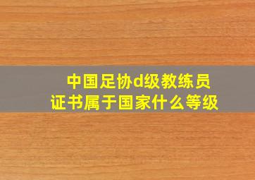 中国足协d级教练员证书属于国家什么等级