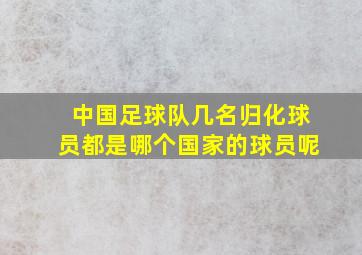 中国足球队几名归化球员都是哪个国家的球员呢