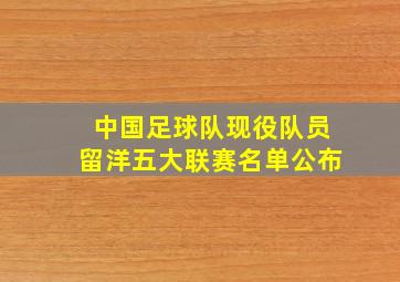 中国足球队现役队员留洋五大联赛名单公布