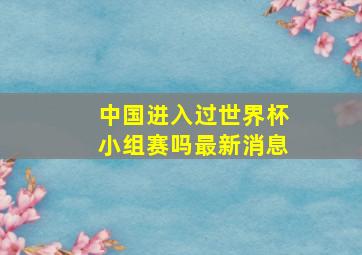 中国进入过世界杯小组赛吗最新消息