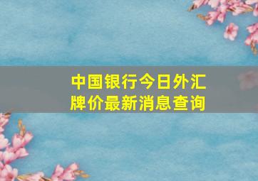 中国银行今日外汇牌价最新消息查询