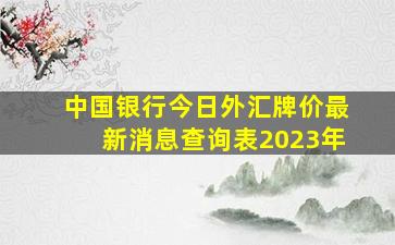 中国银行今日外汇牌价最新消息查询表2023年