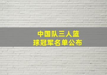 中国队三人篮球冠军名单公布