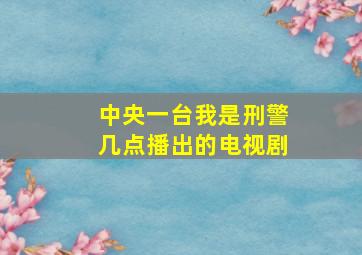 中央一台我是刑警几点播出的电视剧