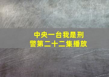 中央一台我是刑警第二十二集播放