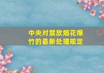 中央对禁放烟花爆竹的最新处理规定