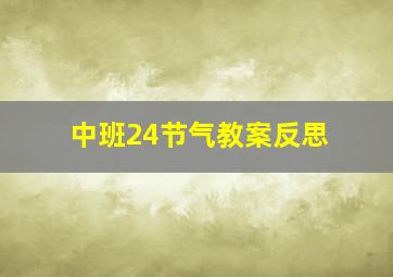 中班24节气教案反思