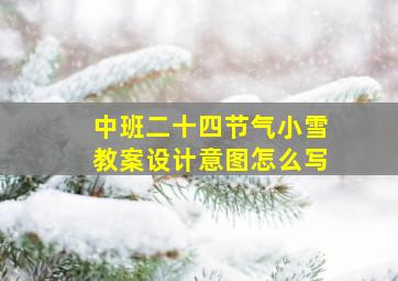 中班二十四节气小雪教案设计意图怎么写