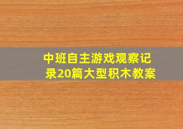 中班自主游戏观察记录20篇大型积木教案