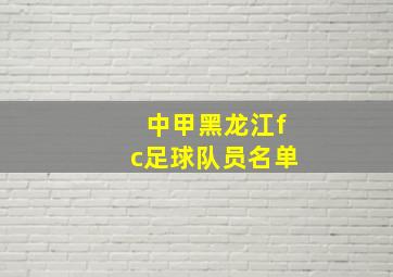 中甲黑龙江fc足球队员名单