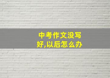 中考作文没写好,以后怎么办