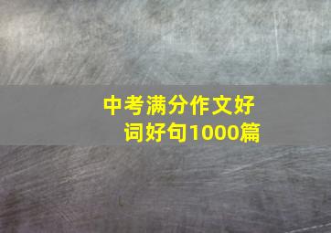 中考满分作文好词好句1000篇