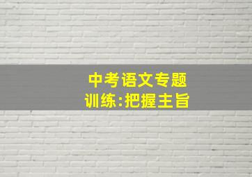 中考语文专题训练:把握主旨