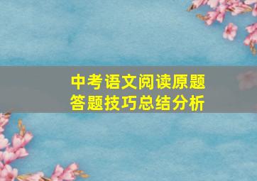 中考语文阅读原题答题技巧总结分析