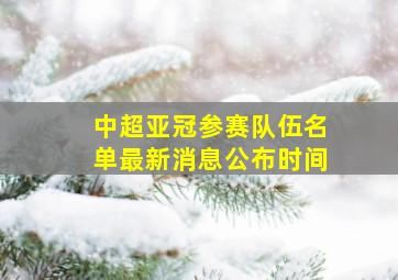 中超亚冠参赛队伍名单最新消息公布时间