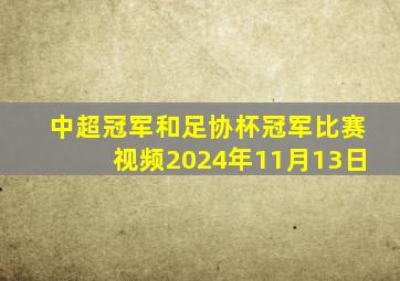 中超冠军和足协杯冠军比赛视频2024年11月13日