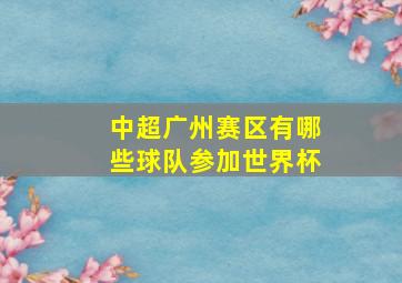 中超广州赛区有哪些球队参加世界杯