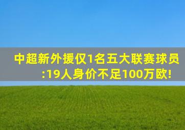 中超新外援仅1名五大联赛球员:19人身价不足100万欧!