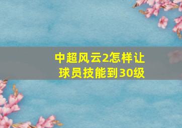 中超风云2怎样让球员技能到30级