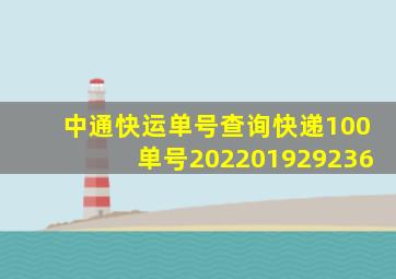 中通快运单号查询快递100单号202201929236