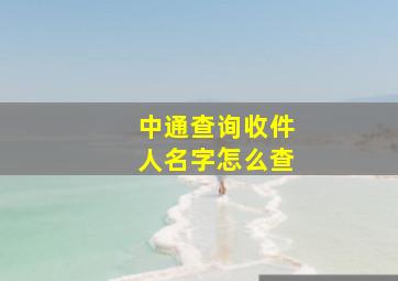 中通查询收件人名字怎么查