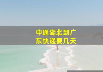 中通湖北到广东快递要几天