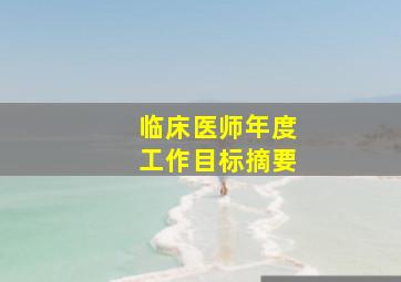 临床医师年度工作目标摘要