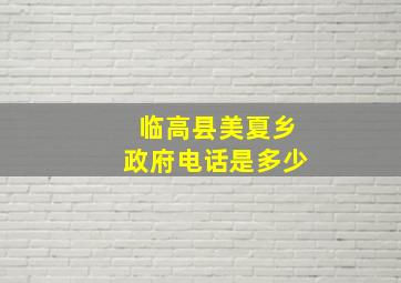 临高县美夏乡政府电话是多少