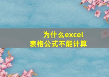 为什么excel表格公式不能计算