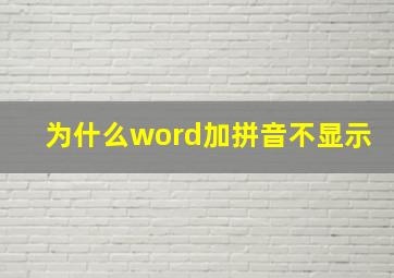 为什么word加拼音不显示