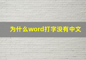 为什么word打字没有中文