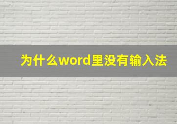 为什么word里没有输入法