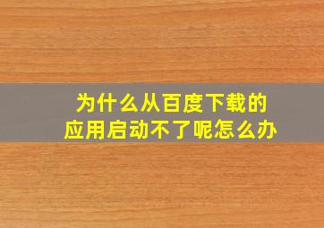 为什么从百度下载的应用启动不了呢怎么办