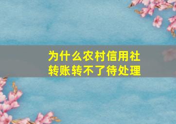 为什么农村信用社转账转不了待处理