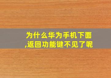 为什么华为手机下面,返回功能键不见了呢