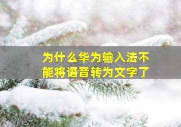 为什么华为输入法不能将语音转为文字了