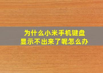 为什么小米手机键盘显示不出来了呢怎么办