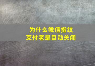 为什么微信指纹支付老是自动关闭