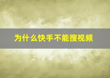 为什么快手不能搜视频