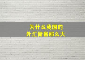 为什么我国的外汇储备那么大