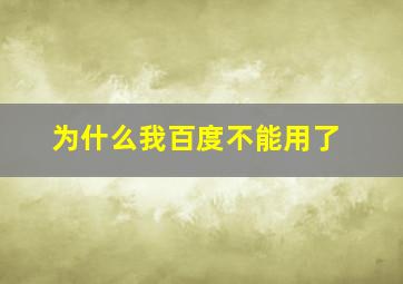 为什么我百度不能用了