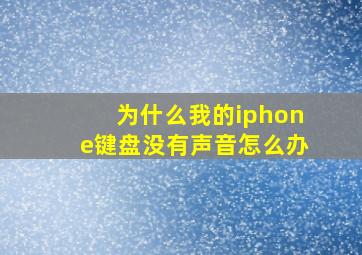 为什么我的iphone键盘没有声音怎么办