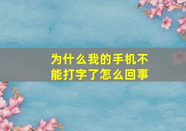 为什么我的手机不能打字了怎么回事