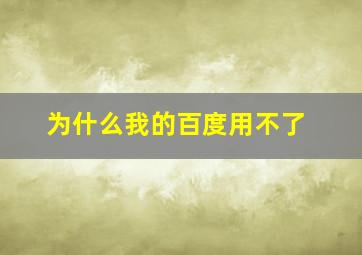 为什么我的百度用不了